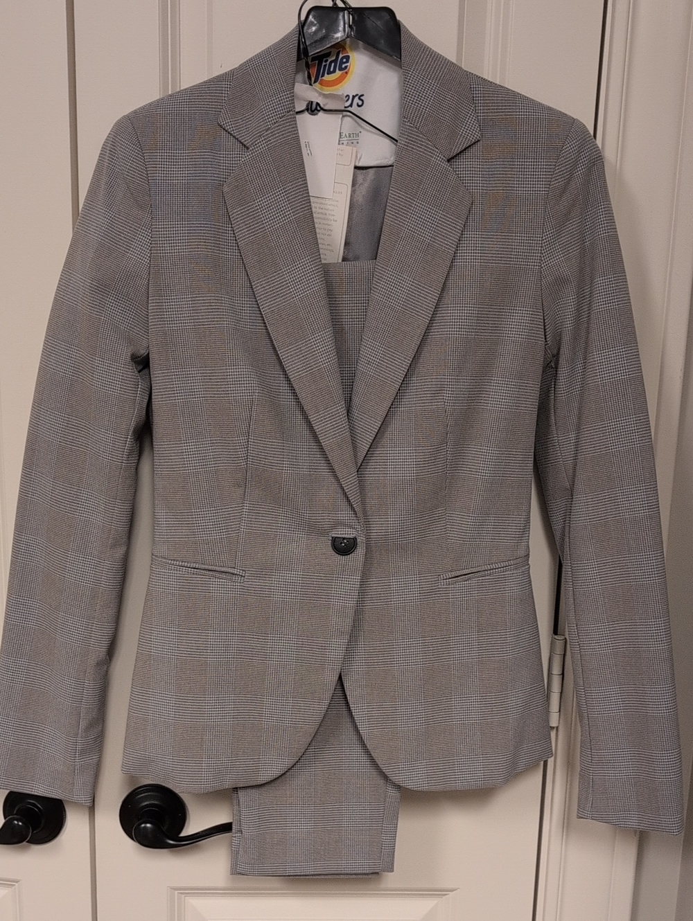 Zara Gray Glen Plaid Single-Button Suit Blazer And Pants